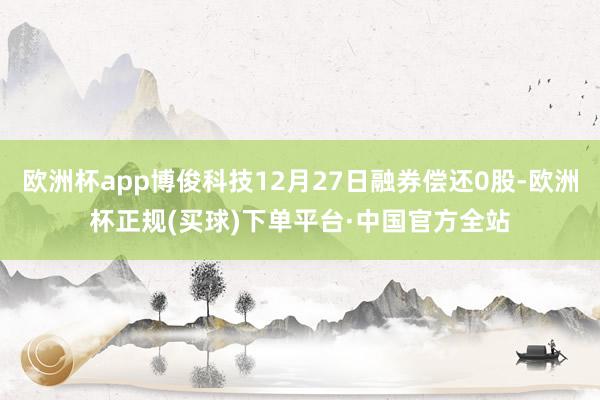 欧洲杯app博俊科技12月27日融券偿还0股-欧洲杯正规(买球)下单平台·中国官方全站