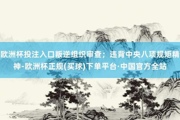 欧洲杯投注入口叛逆组织审查；违背中央八项规矩精神-欧洲杯正规(买球)下单平台·中国官方全站