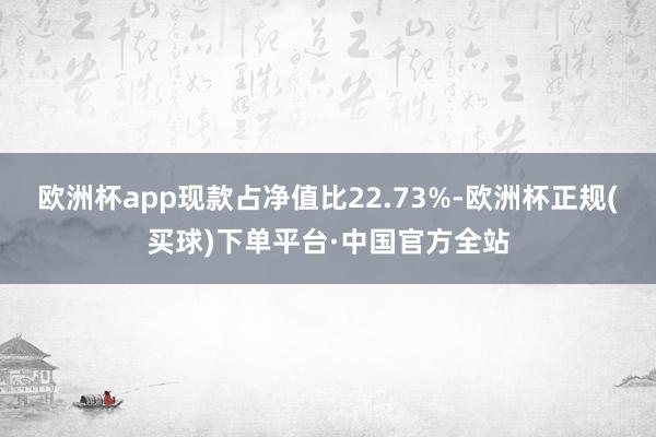 欧洲杯app现款占净值比22.73%-欧洲杯正规(买球)下单平台·中国官方全站