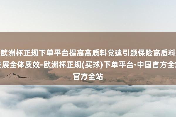 欧洲杯正规下单平台提高高质料党建引颈保险高质料发展全体质效-欧洲杯正规(买球)下单平台·中国官方全站