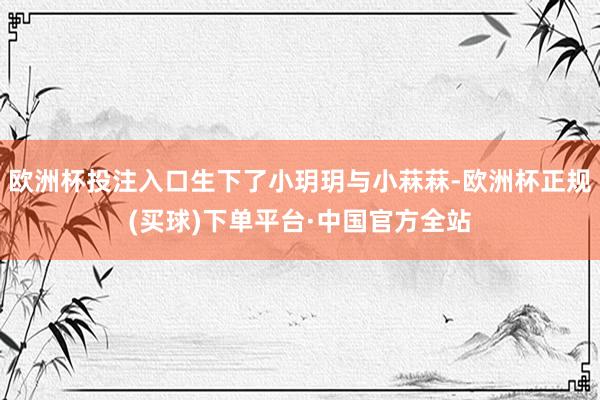 欧洲杯投注入口生下了小玥玥与小菻菻-欧洲杯正规(买球)下单平台·中国官方全站