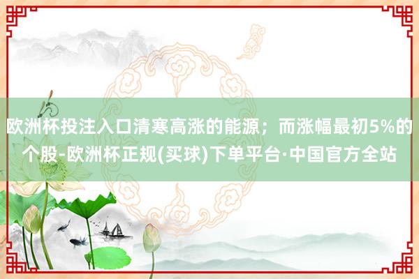 欧洲杯投注入口清寒高涨的能源；而涨幅最初5%的个股-欧洲杯正规(买球)下单平台·中国官方全站