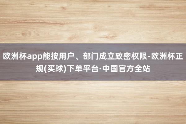 欧洲杯app能按用户、部门成立致密权限-欧洲杯正规(买球)下单平台·中国官方全站