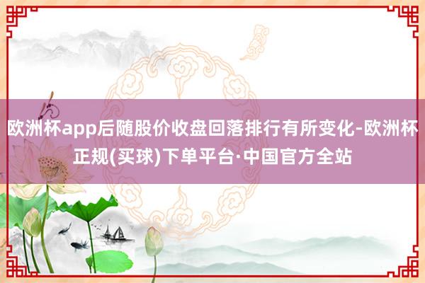 欧洲杯app后随股价收盘回落排行有所变化-欧洲杯正规(买球)下单平台·中国官方全站
