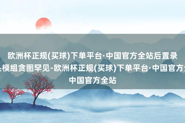 欧洲杯正规(买球)下单平台·中国官方全站后置录像头模组贪图罕见-欧洲杯正规(买球)下单平台·中国官方全站