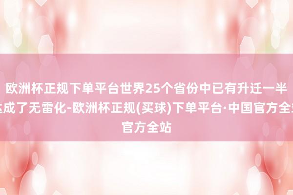 欧洲杯正规下单平台世界25个省份中已有升迁一半达成了无雷化-欧洲杯正规(买球)下单平台·中国官方全站