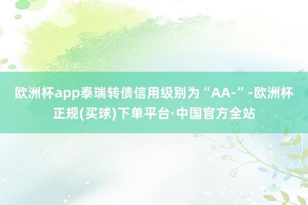 欧洲杯app泰瑞转债信用级别为“AA-”-欧洲杯正规(买球)下单平台·中国官方全站
