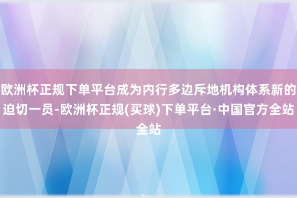 欧洲杯正规下单平台成为内行多边斥地机构体系新的迫切一员-欧洲杯正规(买球)下单平台·中国官方全站